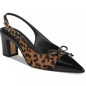 Sam Edelman Leopard Slingback Pumps with Black Patent Toe